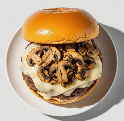1/2 Lb Burger With Double Cheese & Mushrooms 